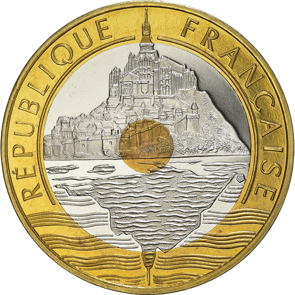 Moeda, França, Mont Saint Michel, 20 Francs, 2001, Paris, Proof, MS(65-70)