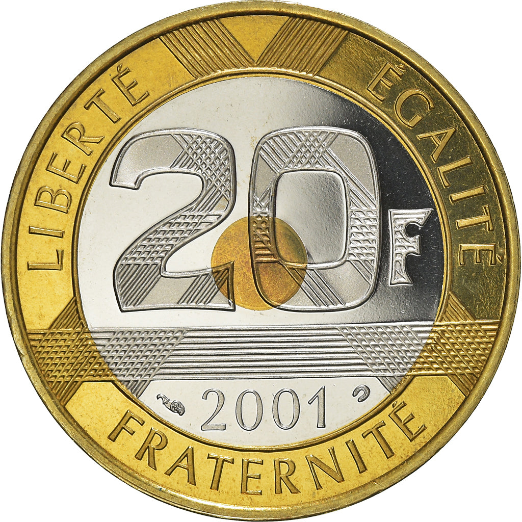 Moeda, França, Mont Saint Michel, 20 Francs, 2001, Paris, Proof, MS(65-70)