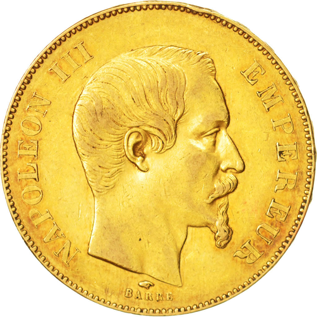 France, Napoléon III, 50 Francs, 1857, Paris, TTB, Or, KM:785.1,Gadoury 1111