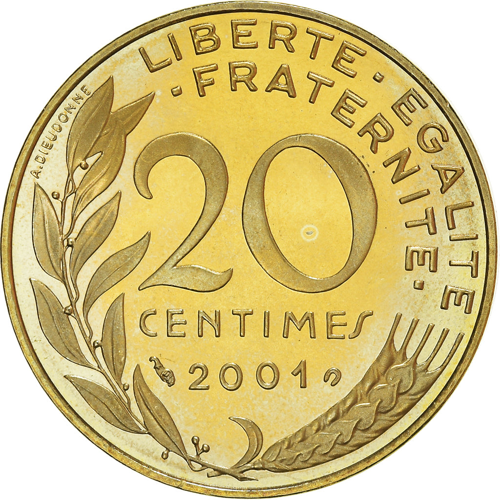 Moneta, Francia, Marianne, 20 Centimes, 2001, Paris, Proof, FDC