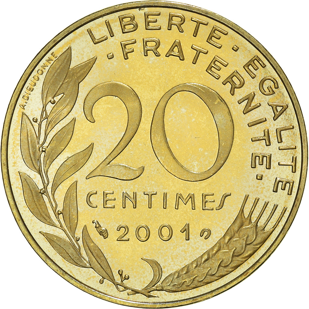 Coin, France, Marianne, 20 Centimes, 2001, Paris, Proof, MS(65-70)