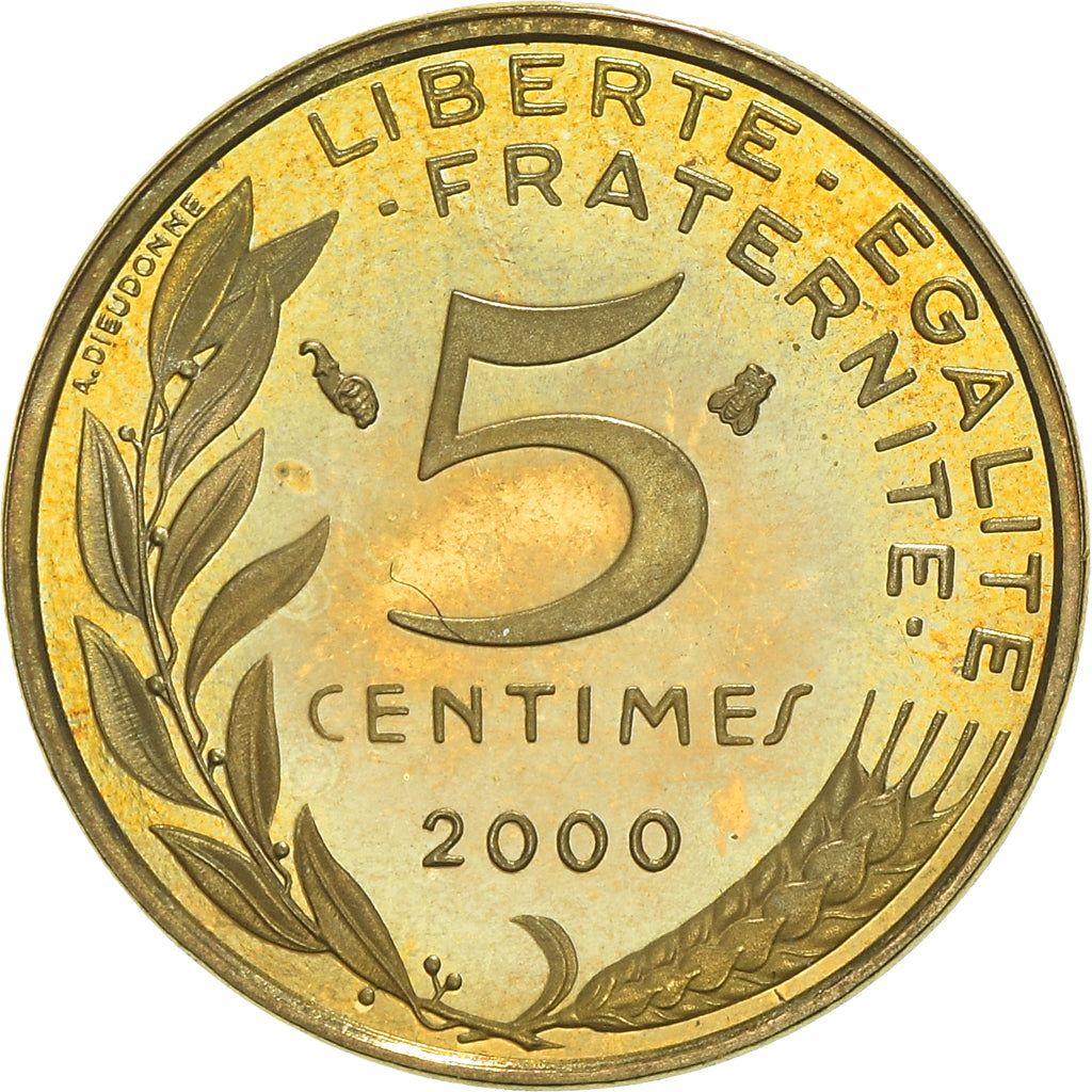 Coin, France, Marianne, 5 Centimes, 2000, Paris, Proof, MS(64), Aluminum-Bronze