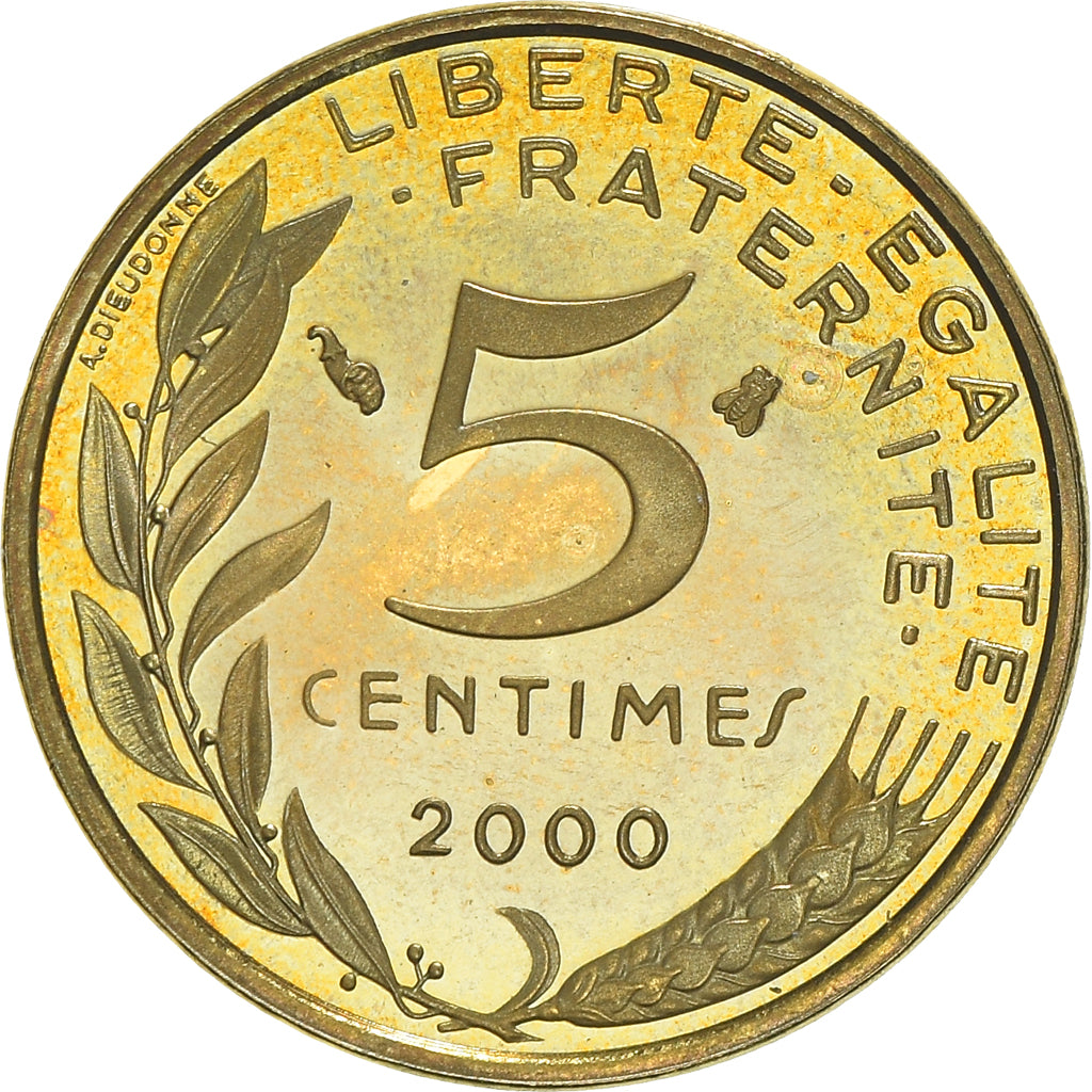 Coin, France, Marianne, 5 Centimes, 2000, Paris, Proof, MS(64), Aluminum-Bronze