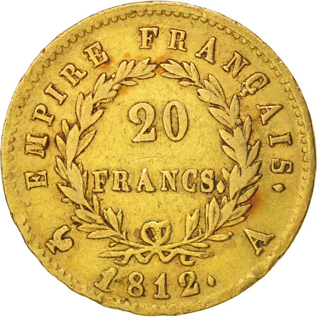 France, Napoléon I, 20 Francs, 1812, Paris, TTB, Or, KM:695.1, Gadoury:1025