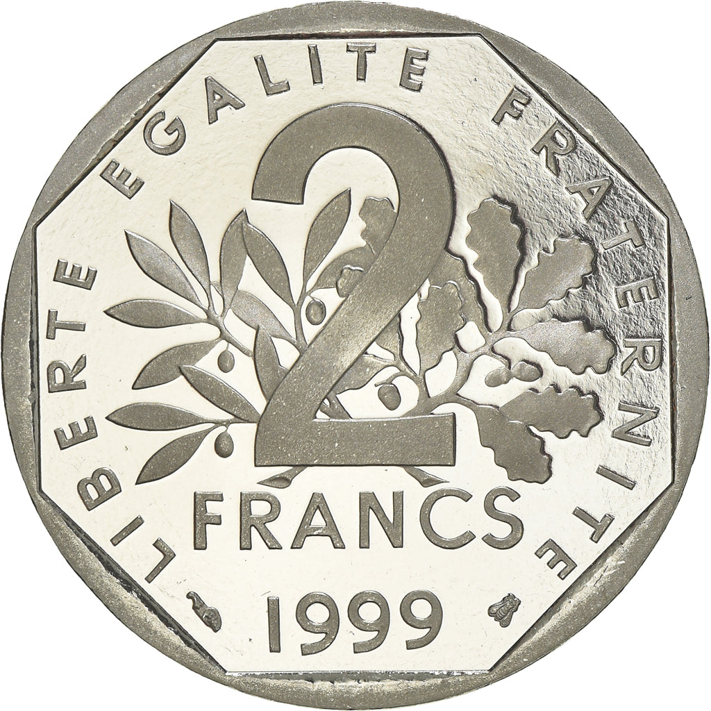 Moneta, Francia, Semeuse, 2 Francs, 1999, Paris, Proof, FDC, Nichel, KM:942.2