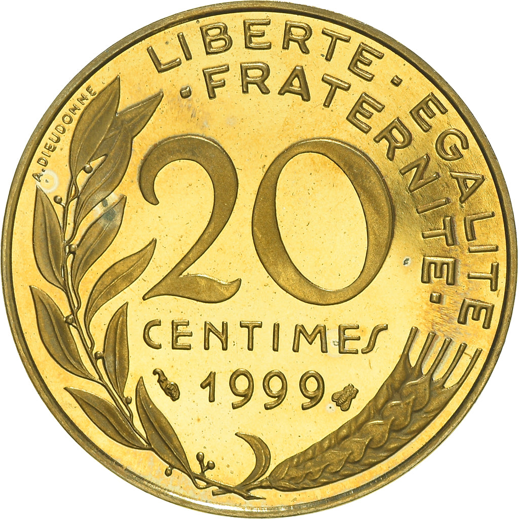 Coin, France, Marianne, 20 Centimes, 1999, Paris, Proof, MS(65-70)