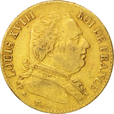 France, Louis XVIII, 20 Francs, 1814,Bayonne,VF(30-35),Gold,KM 706.4,Gadoury1026