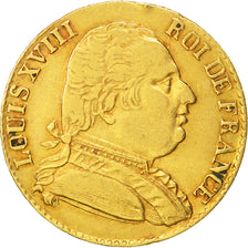 Francia, Louis XVIII, 20 Francs, 1815, London, MB+, Oro, KM:706.7,Gadoury1027