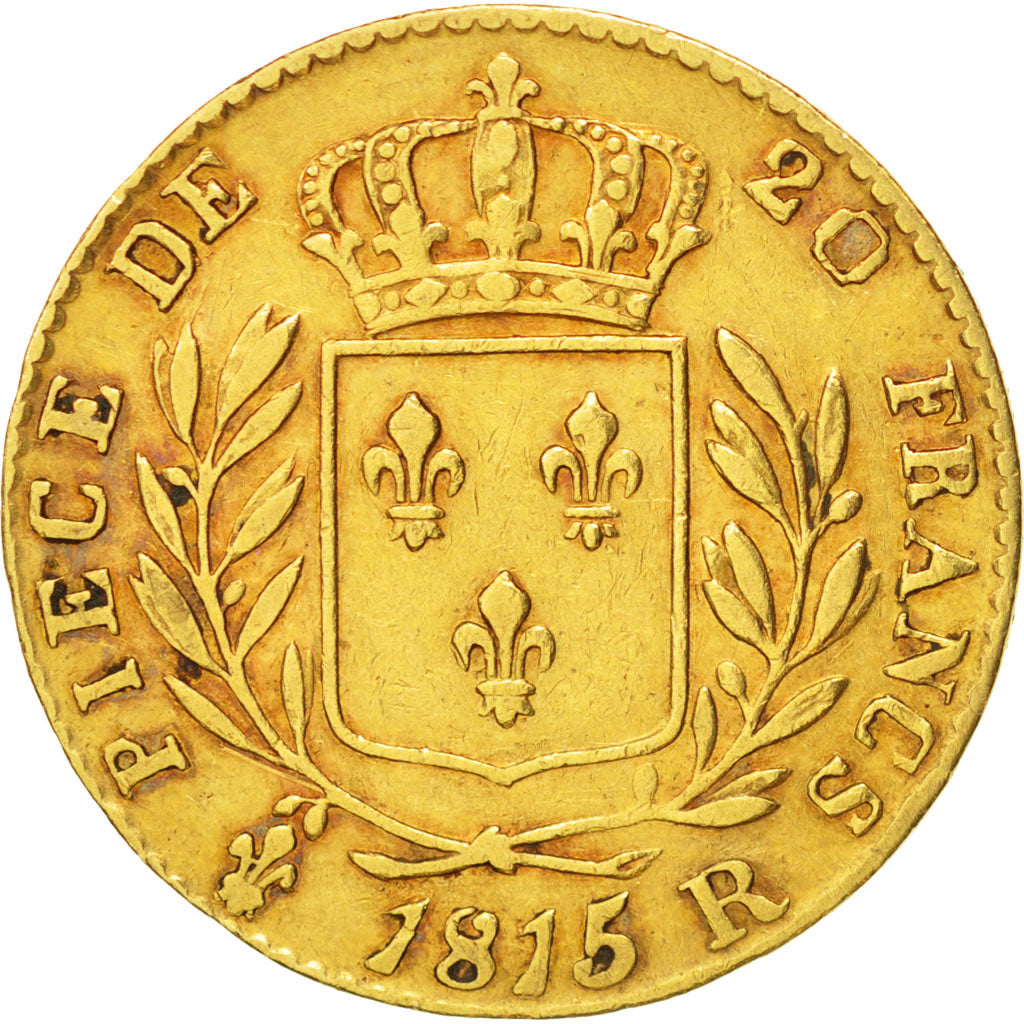 Francia, Louis XVIII, 20 Francs, 1815, London, MB+, Oro, KM:706.7,Gadoury1027