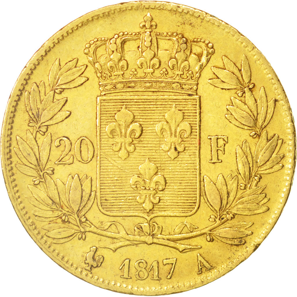 Francia, Louis XVIII, 20 Francs, 1817, Paris, BB, Oro, KM:712.1, Gadoury 1028