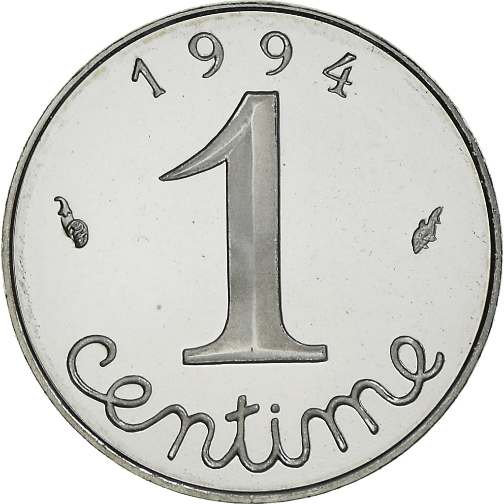 France, Centime, PROOF 1994, Paris, MS(65-70), Stainless Steel, Gadoury:91b