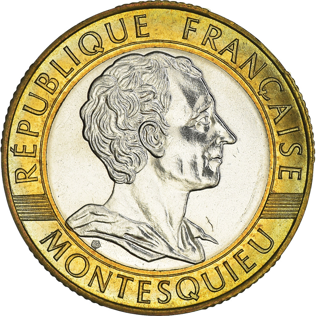Coin, France, Montesquieu, 10 Francs, 1989, Paris, FDC, MS(65-70), Bi-Metallic