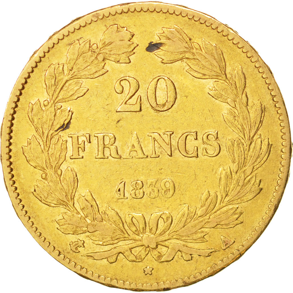 Frankreich, Louis-Philippe, 20 Francs, 1839, Paris, SS,Gold,KM:750.1,Gadoury1031