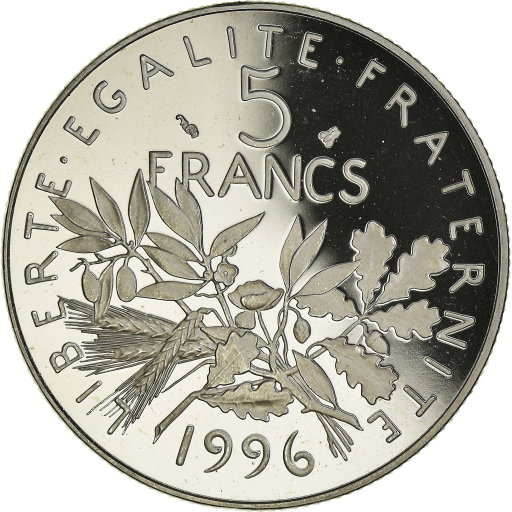 Monnaie, France, Semeuse, 5 Francs, 1996, Pessac, Tranche Striée, BE, FDC