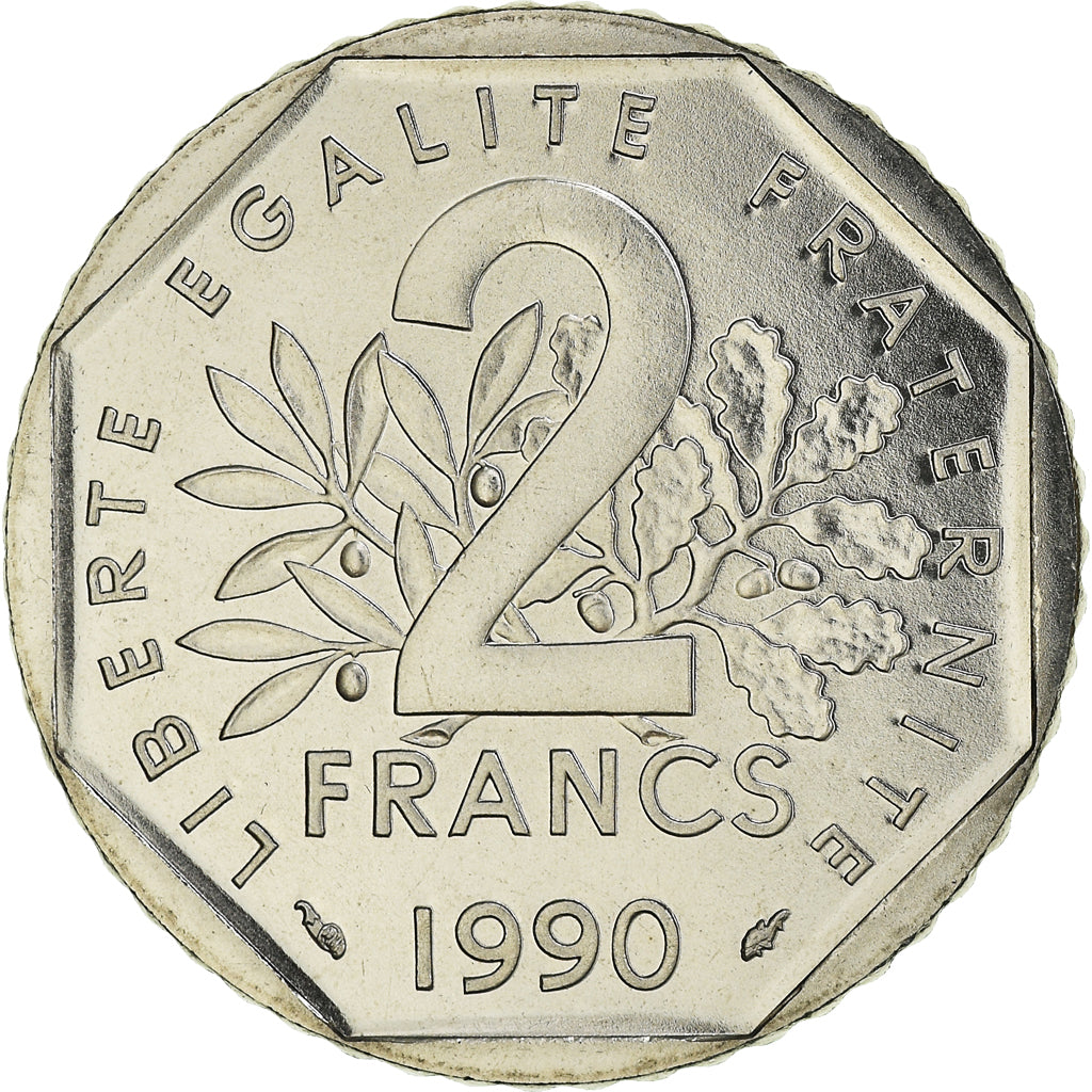 Moneta, Francia, Semeuse, 2 Francs, 1990, Paris, FDC, FDC, Nichel, KM:942.1