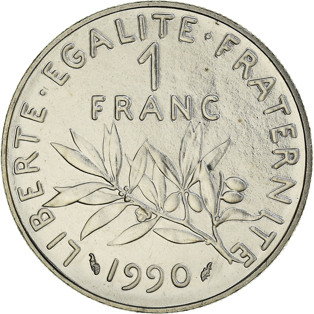 Coin, France, Semeuse, Franc, 1990, Paris, FDC, MS(65-70), Nickel, KM:925.1