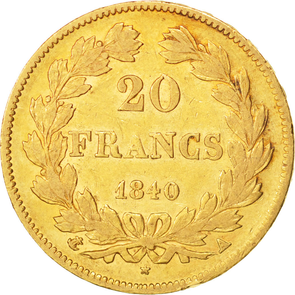 Frankreich, Louis-Philippe, 20 Francs, 1840, Paris, SS,Gold,KM:750.1,Gadoury1031