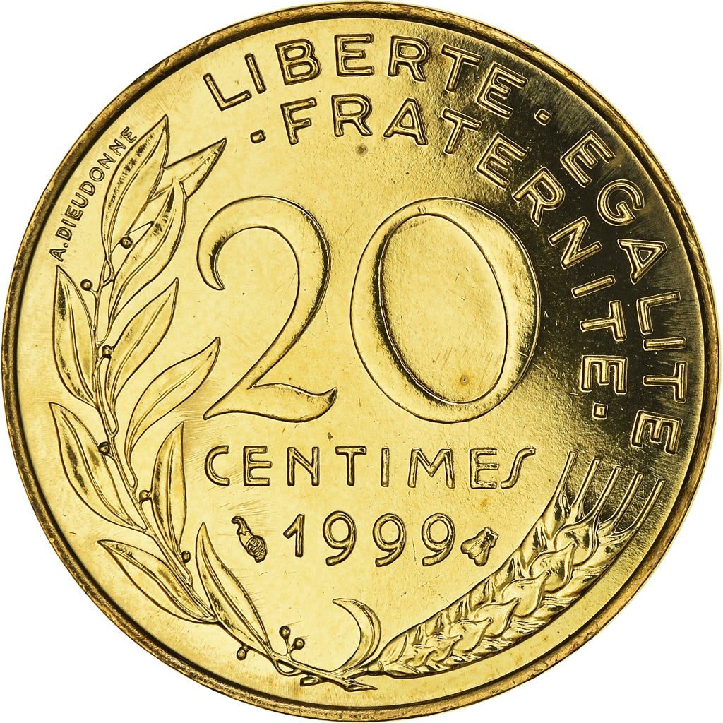 Coin, France, Marianne, 20 Centimes, 1999, Paris, FDC, MS(65-70)