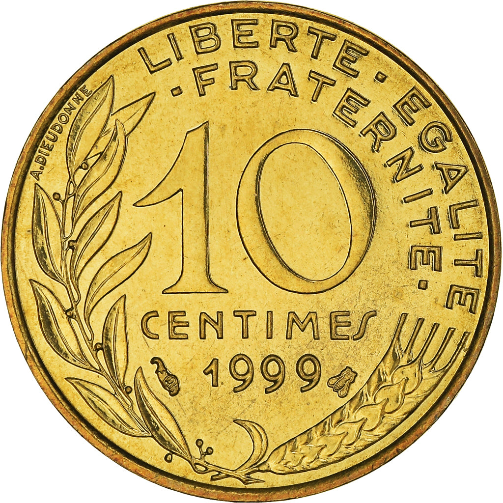Moneta, Francia, Marianne, 10 Centimes, 1999, Paris, Lagriffoul, FDC