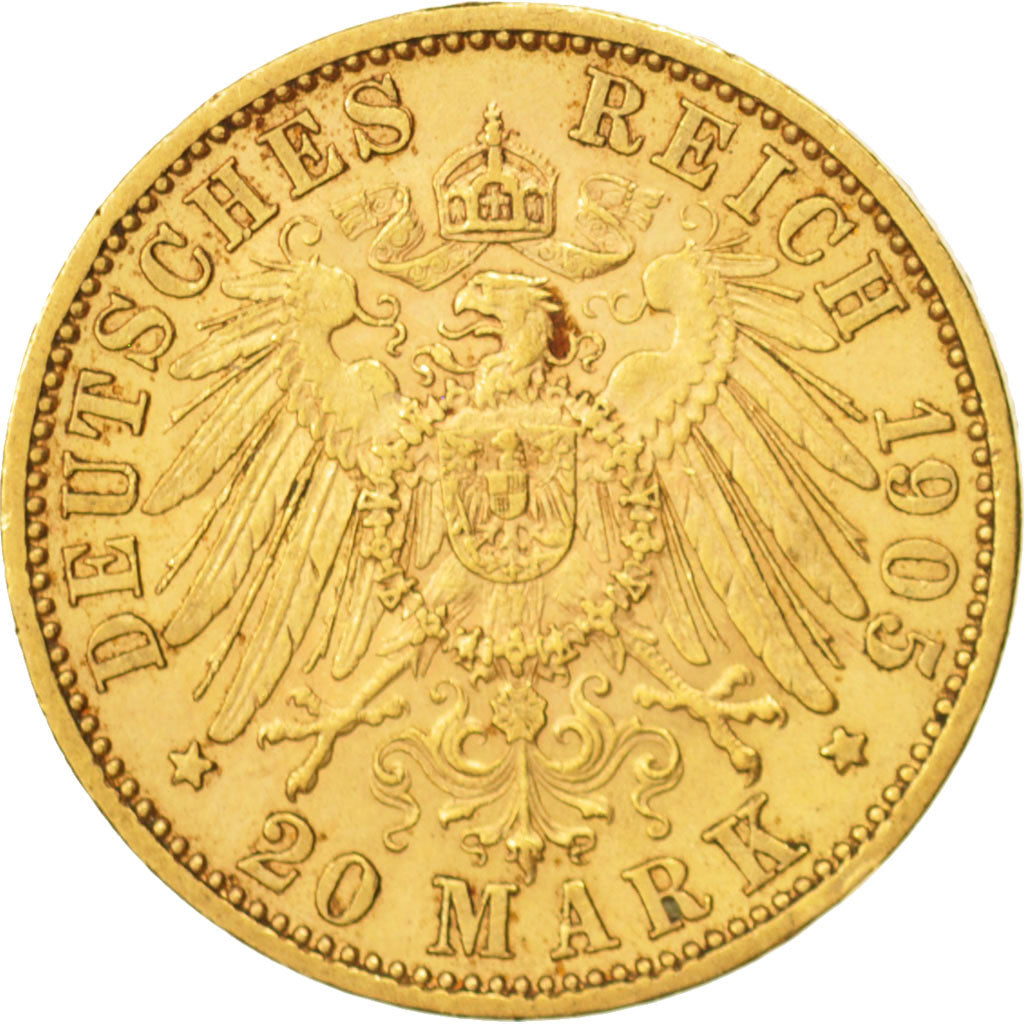 Deutsch Staaten, BAVARIA, Otto, 20 Mark, 1905, Munich, SS, Gold, KM:920