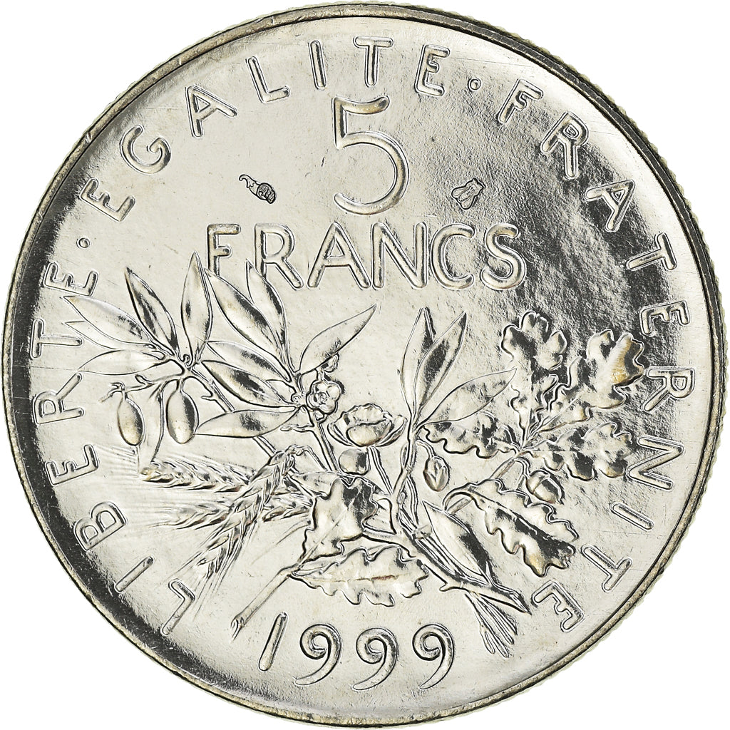 Münze, Frankreich, Semeuse, 5 Francs, 1999, Paris, BU, STGL, Nickel Clad