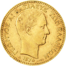 Greece, George I, 20 Drachmai, 1876, Paris, AU(50-53), Gold, KM:49
