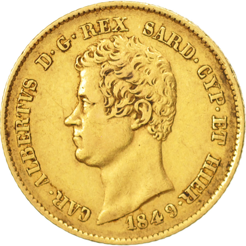 Italien Staaten, SARDINIA, Carlo Alberto, 20 Lire, 1849, Torino, SS,Gold,KM131.1