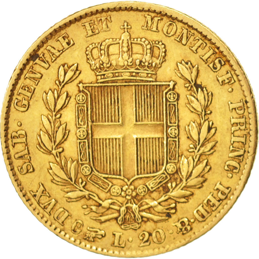 Italien Staaten, SARDINIA, Carlo Alberto, 20 Lire, 1849, Torino, SS,Gold,KM131.1