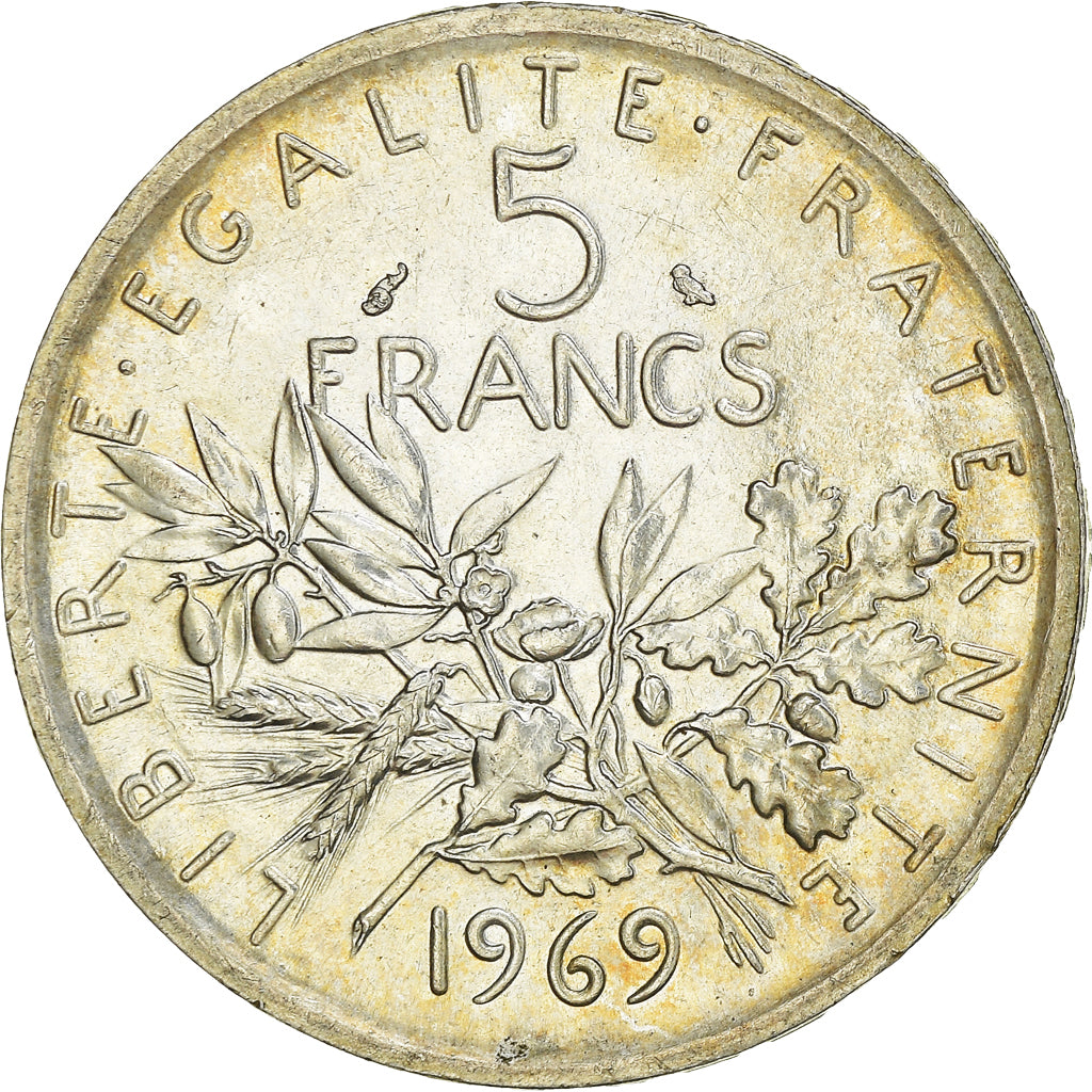 Coin, France, Semeuse, 5 Francs, 1969, AU(55-58), Silver, KM:926, Gadoury:770