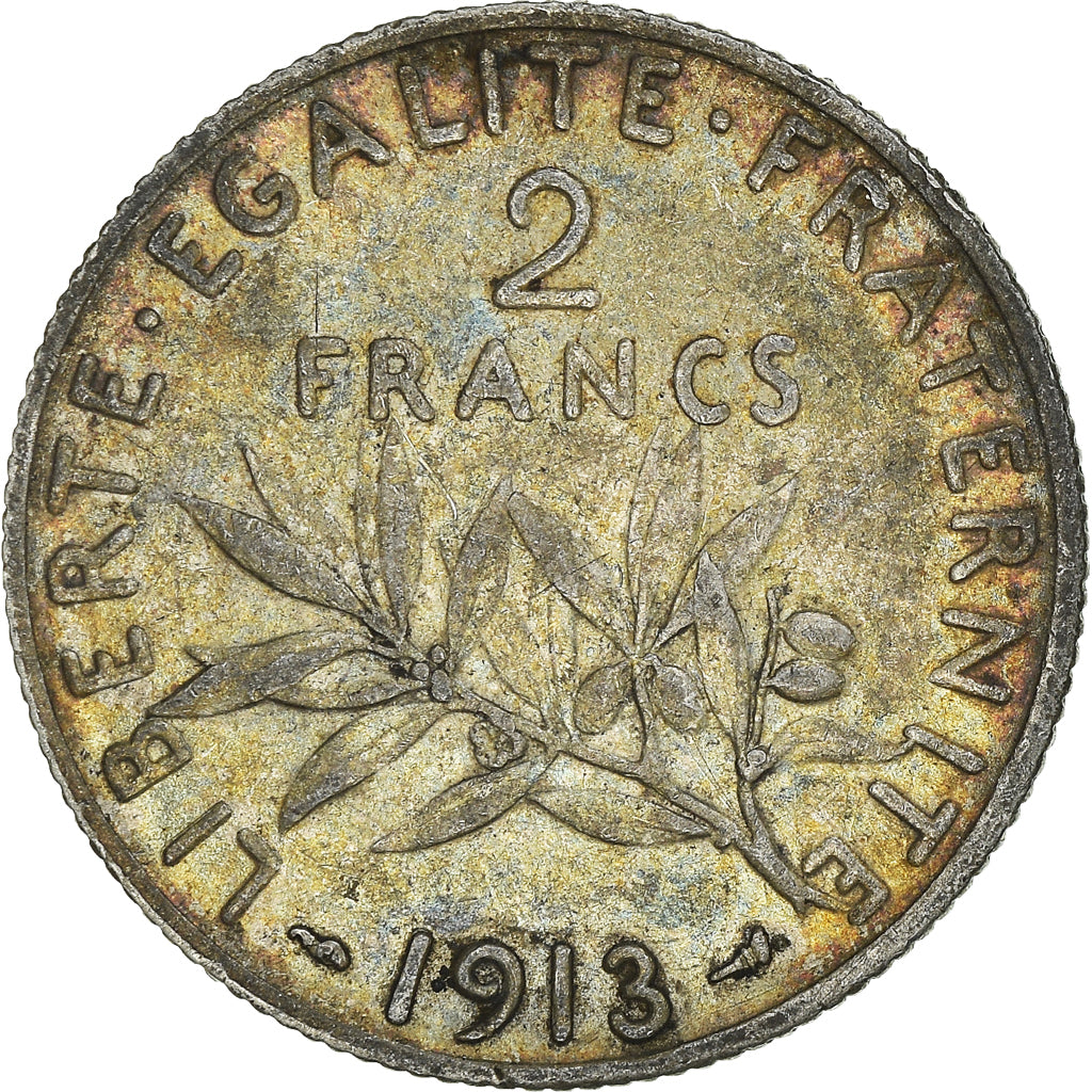Moneta, Francia, Semeuse, 2 Francs, 1913, Paris, BB, Argento, KM:845.1