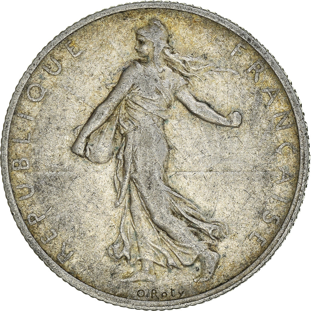 Moneta, Francia, Semeuse, 2 Francs, 1909, Paris, MB+, Argento, KM:845.1