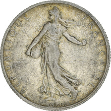 Moneta, Francia, Semeuse, 2 Francs, 1909, Paris, MB+, Argento, KM:845.1