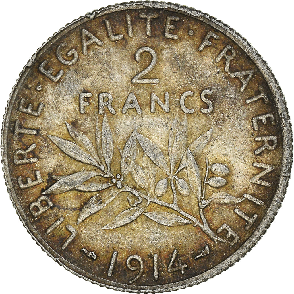 Coin, France, Semeuse, 2 Francs, 1914, Paris, AU(50-53), Silver, KM:845.1