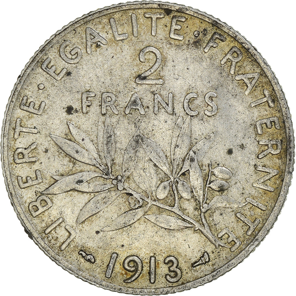 Moneta, Francia, Semeuse, 2 Francs, 1913, Paris, MB+, Argento, KM:845.1