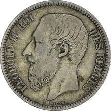 Moneta, Belgio, Leopold II, 2 Francs, 2 Frank, 1866, MB, Argento, KM:30.1