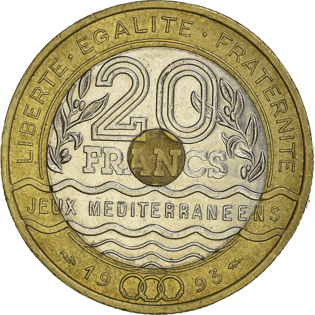 Moneta, Francja, Jeux Méditerranéens, 20 Francs, 1993, Paris, AU(50-53)