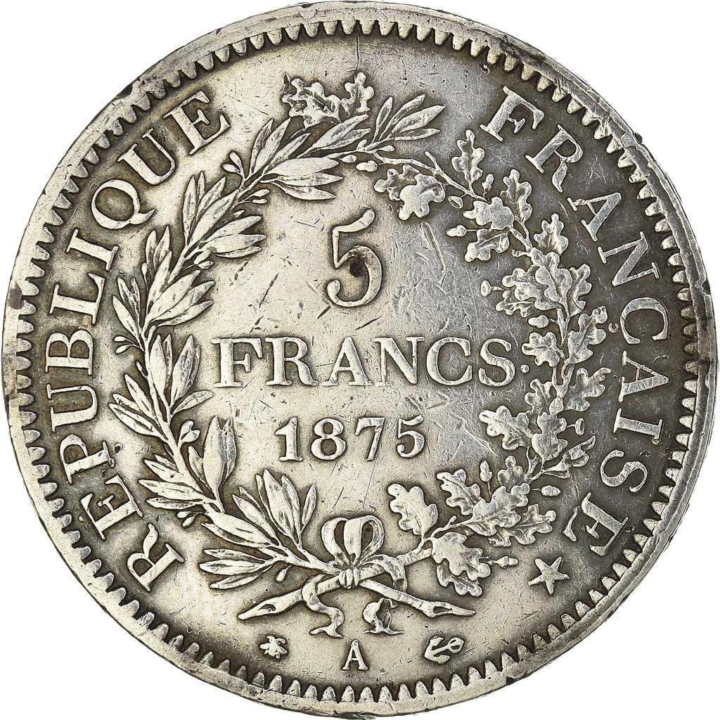 Coin, France, Hercule, 5 Francs, 1875, Paris, Hercule, VF(30-35), Silver
