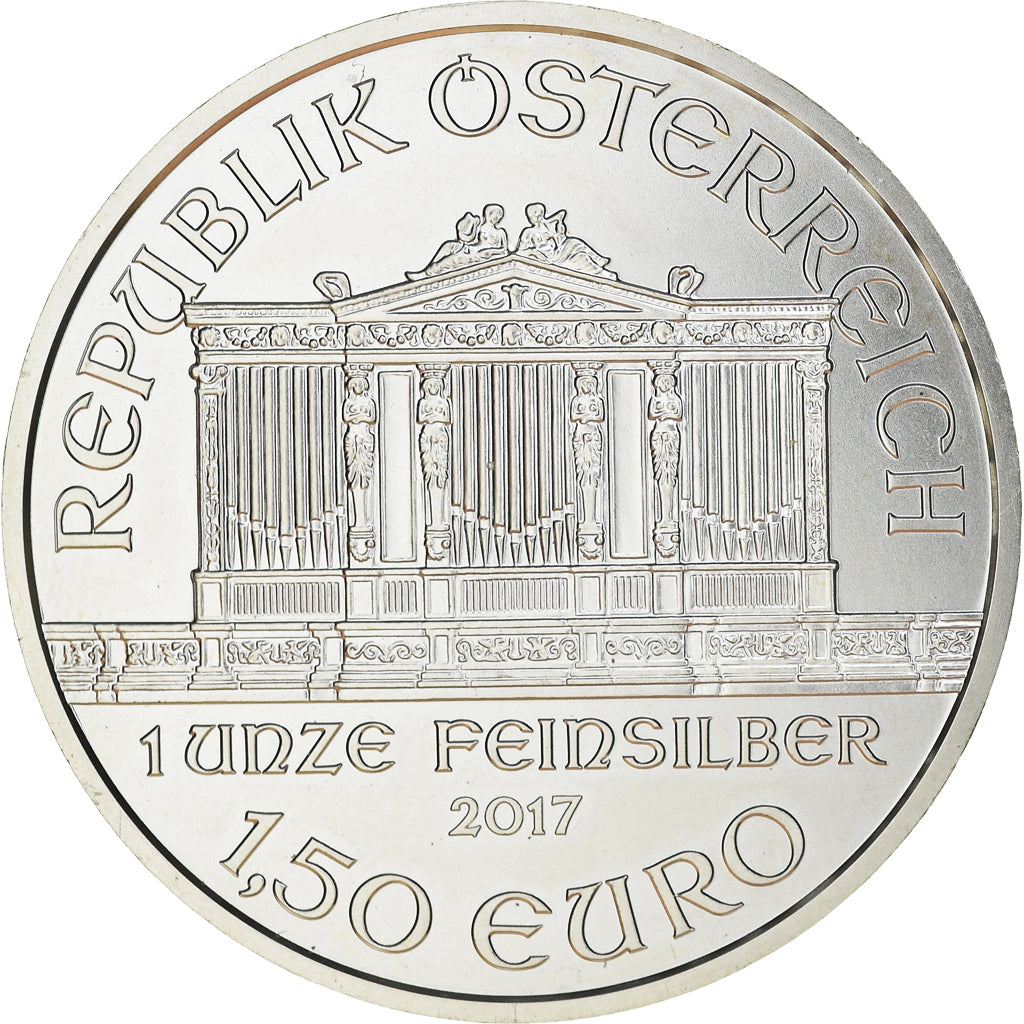 Áustria, Philharmonic Orchestra, 1-1/2 Euro, 2017, 1 Oz, MS(65-70), Prata