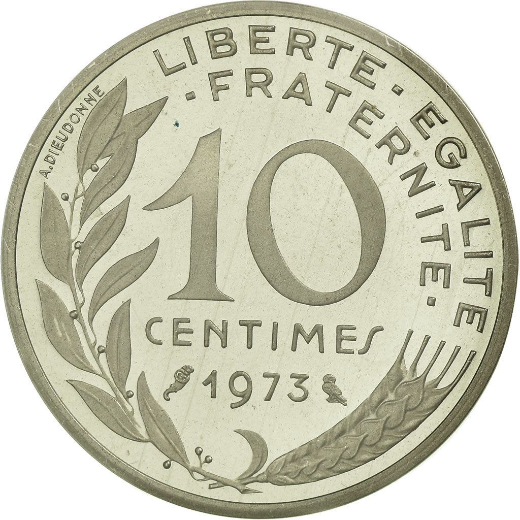 Coin, France, 10 Centimes, 1973, MS(65-70), Silver, KM:P468, Gadoury:46.P2