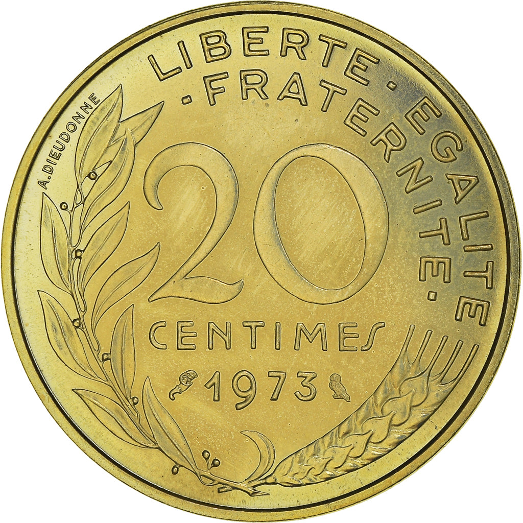 Coin, France, Marianne, 20 Centimes, 1973, Paris, MS(63), Aluminum-Bronze