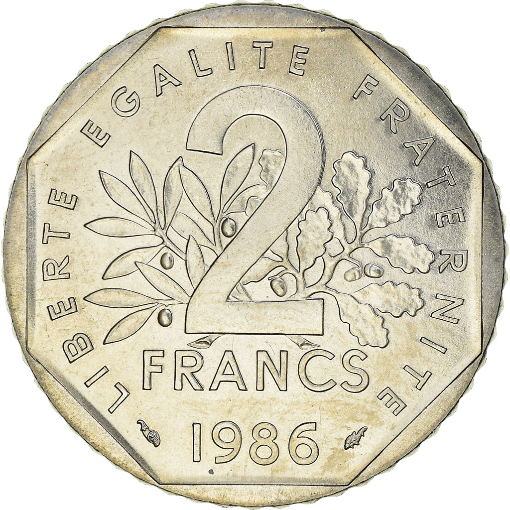 Moneda, Francia, Semeuse, 2 Francs, 1986, Paris, BU, FDC, Níquel, KM:942.1