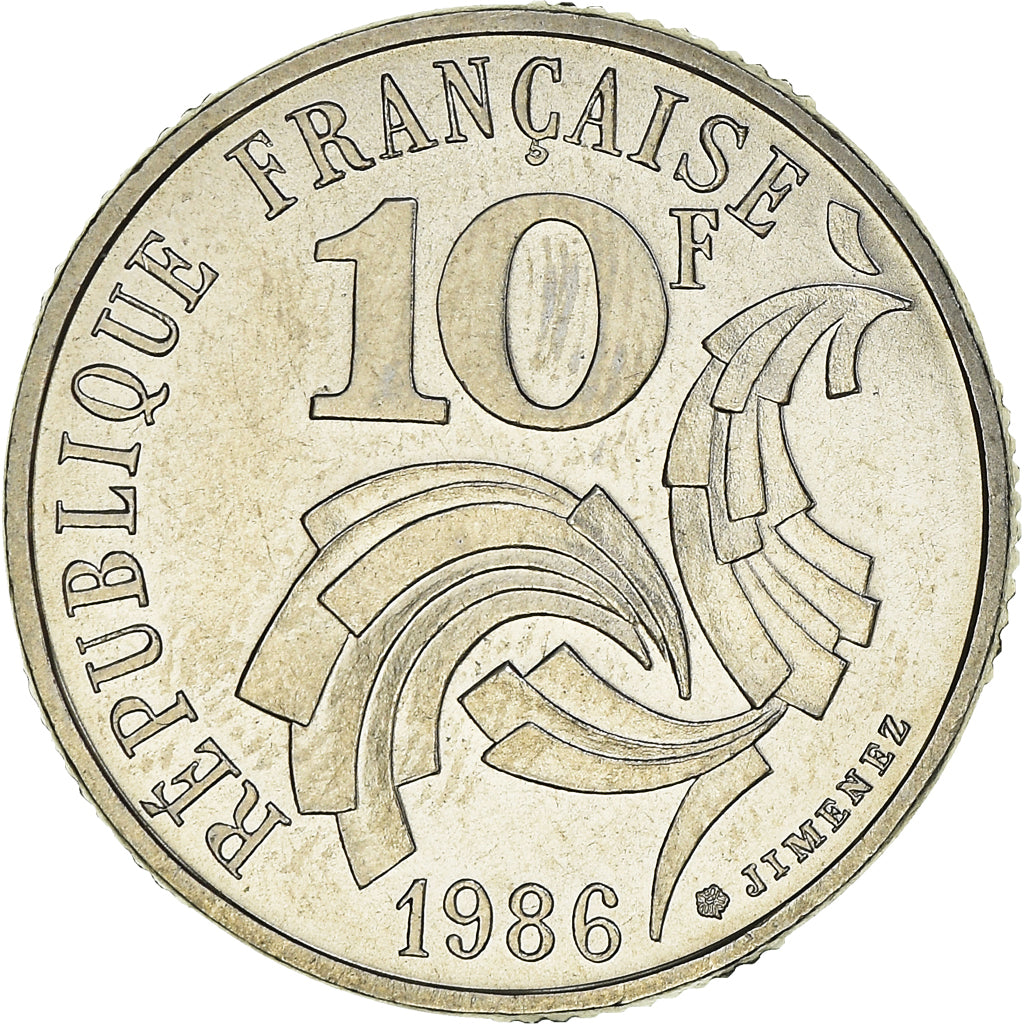 Coin, France, Jimenez, 10 Francs, 1986, Paris, MS(65-70), Nickel, KM:959