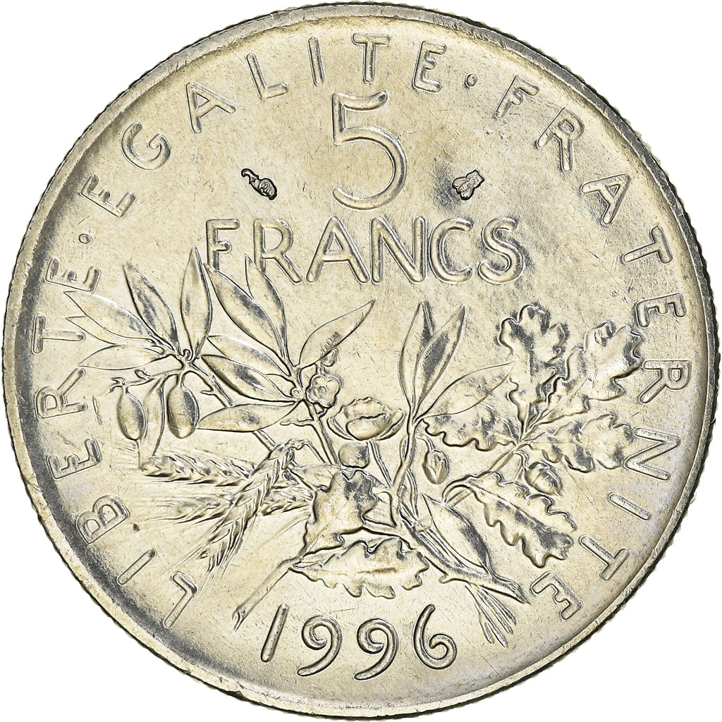 Münze, Frankreich, Semeuse, 5 Francs, 1996, Paris, UNZ, Nickel Clad