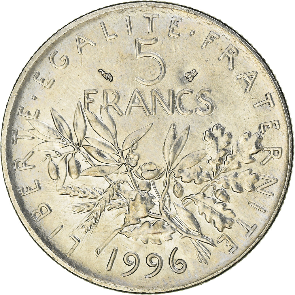 Münze, Frankreich, Semeuse, 5 Francs, 1996, Paris, UNZ, Nickel Clad