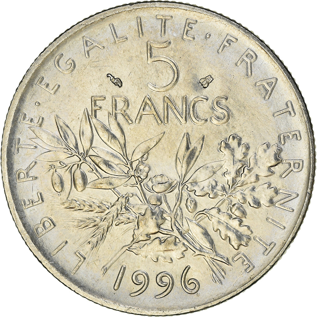 Münze, Frankreich, Semeuse, 5 Francs, 1996, Paris, UNZ, Nickel Clad