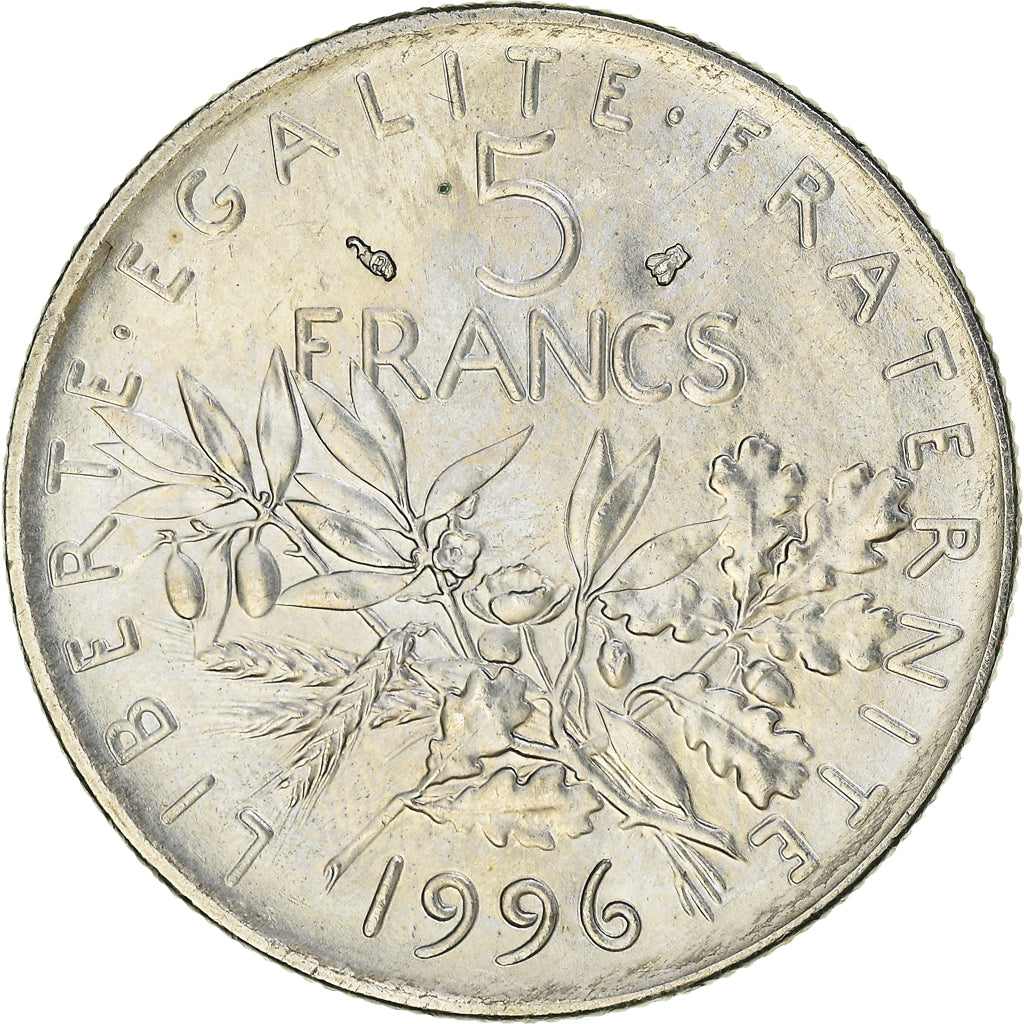 Coin, France, Semeuse, 5 Francs, 1996, Paris, MS(63), Nickel Clad Copper-Nickel