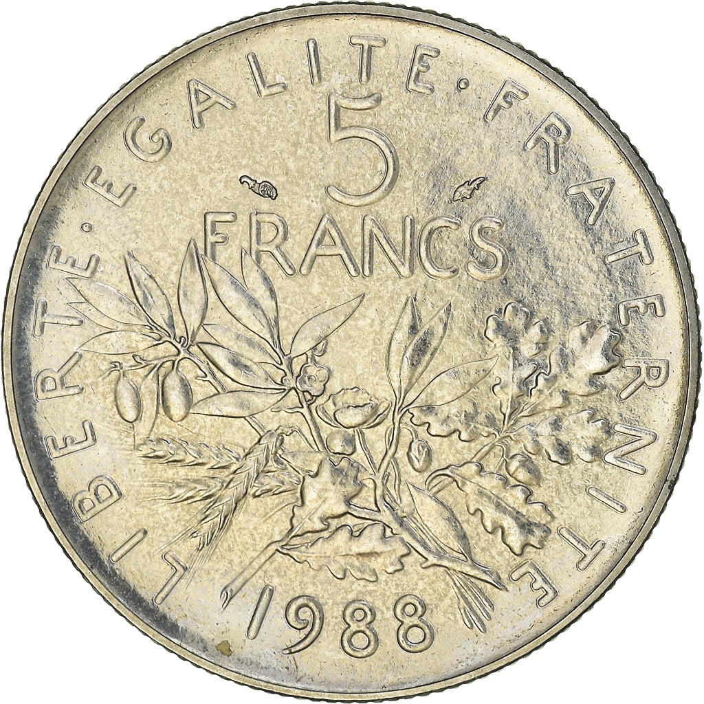 Coin, France, Semeuse, 5 Francs, 1988, Paris, MS(64), Nickel Clad Copper-Nickel