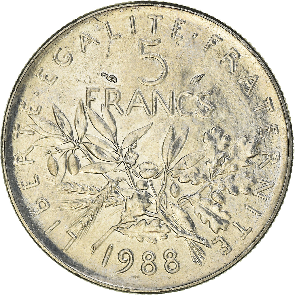 Moneta, Francia, Semeuse, 5 Francs, 1988, Paris, SPL, Nichel placcato