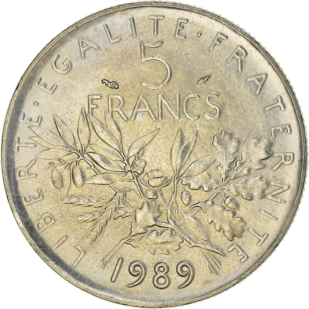 Moneta, Francia, Semeuse, 5 Francs, 1989, Paris, FDC, Nichel placcato