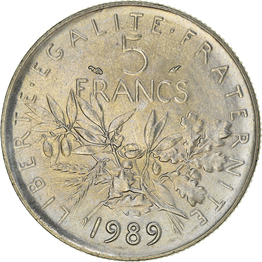 Coin, France, Semeuse, 5 Francs, 1989, Paris, MS(64), Nickel Clad Copper-Nickel